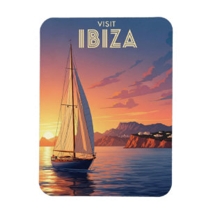 Sailboat in Ibiza Spain Travel Magnet