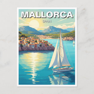 Sailboat in Mallorca Spain Travel Postcard