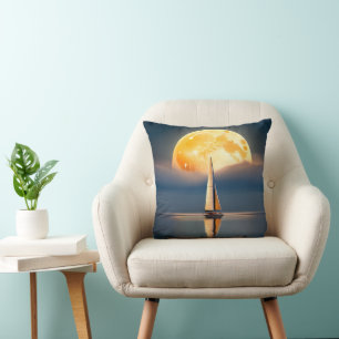 Sailboat In Moonlight Cushion