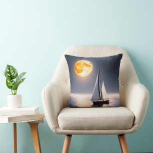 Sailboat In Moonlight Cushion