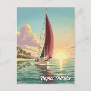 Sailboat in Naples Florida Travel Postcard