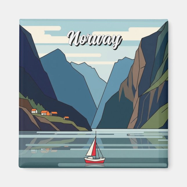 Sailboat in Norway Fjord Magnet (Front)
