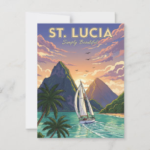 Sailboat in St. Lucia Caribbean travel Postcard