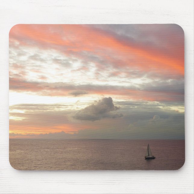 Sailboat in Sunset Beautiful Pink Seascape Mouse Mat (Front)