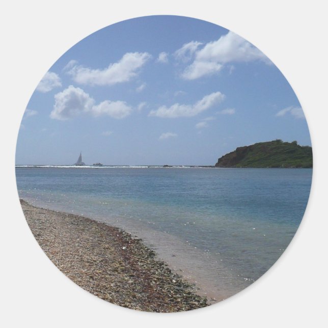 Sailboat in the Distance at St. Thomas Classic Round Sticker (Front)