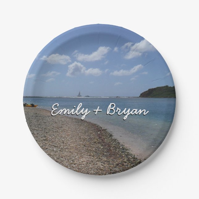 Sailboat in the Distance at St. Thomas Paper Plate (Front)