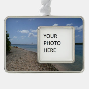 Sailboat in the Distance at St. Thomas Silver Plated Framed Ornament