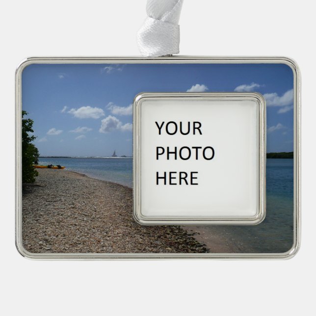 Sailboat in the Distance at St. Thomas Silver Plated Framed Ornament (Front)