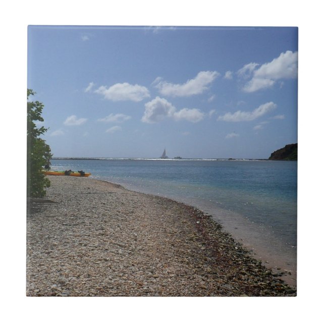 Sailboat in the Distance at St. Thomas Tile (Front)