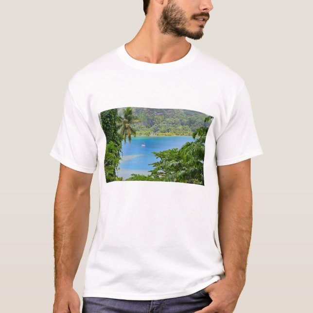 Sailboat in the tropical paradise of Raiatea T-Shirt (Front)