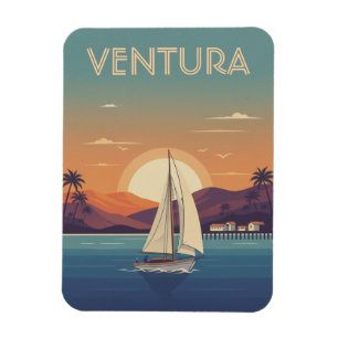 Sailboat in Ventura Golden Coast California Magnet