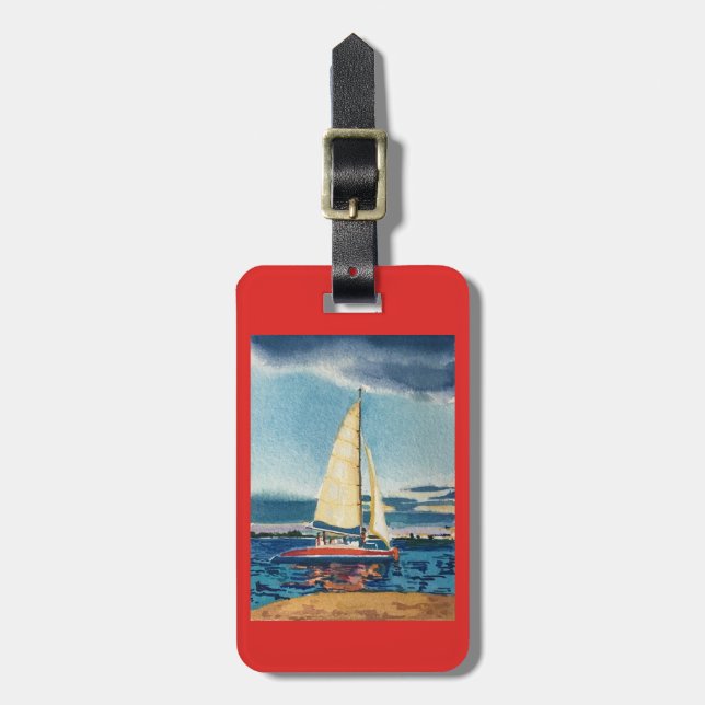 Sailboat luggage tag or key chain (Front Vertical)
