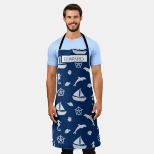 Sailboat & Marine Life Pattern Apron