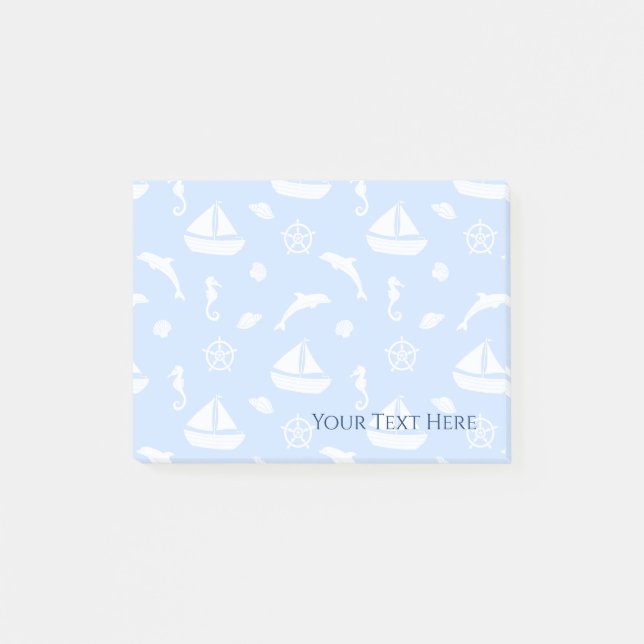 Sailboat & Marine Life Pattern Post-it Notes (Front)