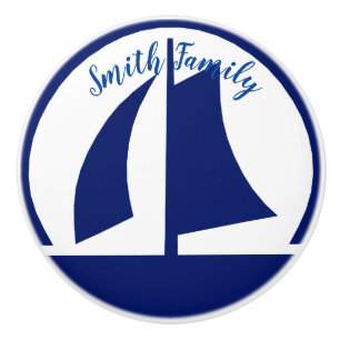 Sailboat Monogram or Name Custom Ceramic Knob