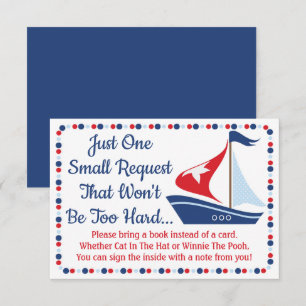 Sailboat Nautical Baby Shower Bring A Book Card