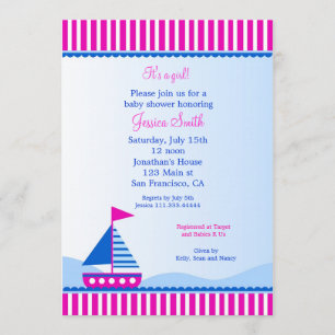Sailboat Nautical Baby Shower Invitations
