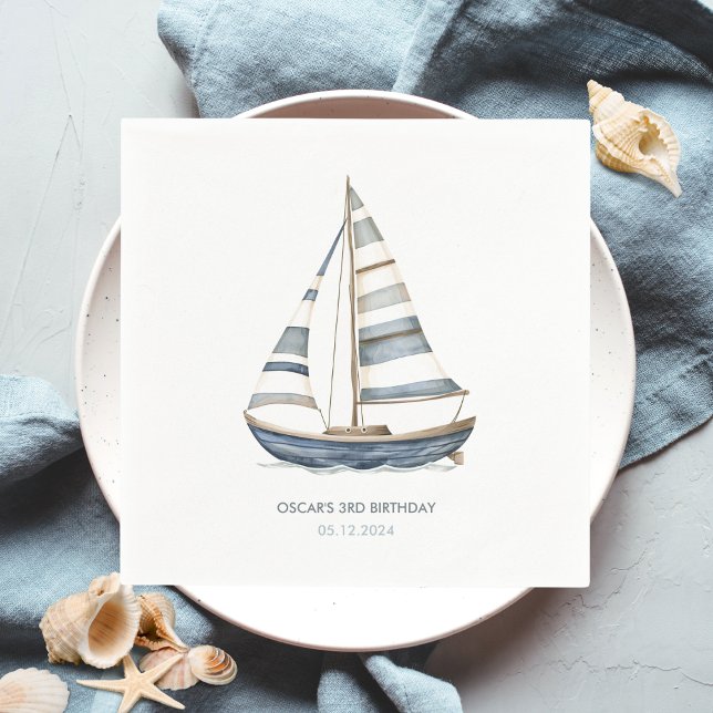 Sailboat Nautical Birthday Napkin (Creator Uploaded)