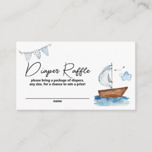 Sailboat Nautical Boy Baby Shower Diaper Raffle Enclosure Card