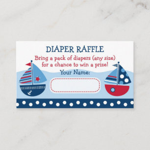Sailboat Nautical Diaper Raffle Tickets Enclosure Card