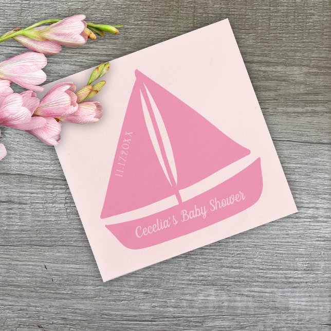 Sailboat Nautical Girl Baby Shower Napkin (Creator Uploaded)