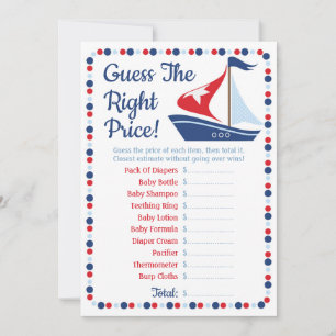 Sailboat Nautical Guess The Right Price Baby Game