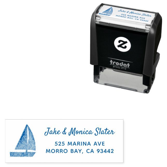 Sailboat Nautical Sailing Theme Return Address Self-inking Stamp (In Situ)