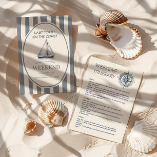 Sailboat Nautical Waves Bachelorette Weekend Invitation