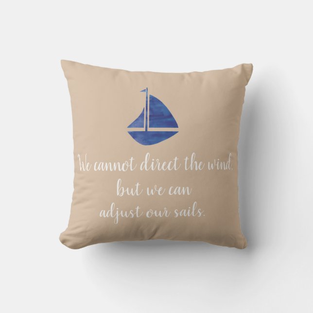 Sailboat Navy Blue Adjust Sails Nautical Pillow (Front)