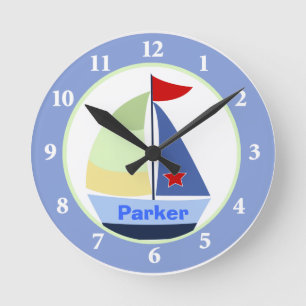 Sailboat Nursery Room Custom Wall Clock