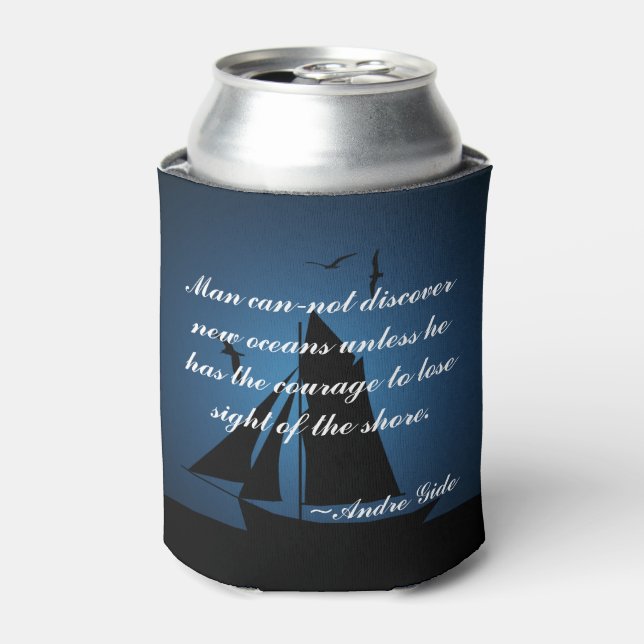 Sailboat Ocean Blue Quote Can Cooler (Can Front)