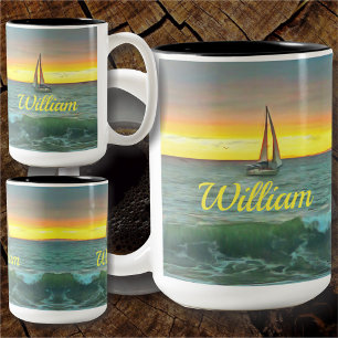 Sailboat on Banderas Bay 0884 Two-Tone Coffee Mug