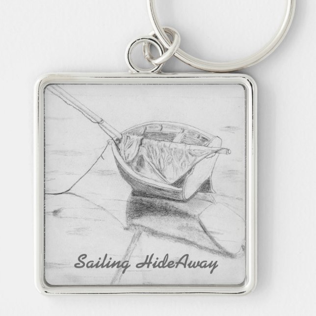 Sailboat on Beach Original Art Key Ring (Front)
