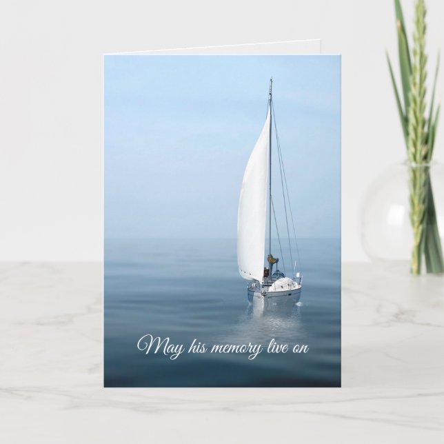 Sailboat On Blue Water Sympathy Card (Front)