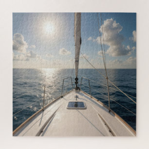 Sailboat On Calm Ocean Water Jigsaw Puzzle