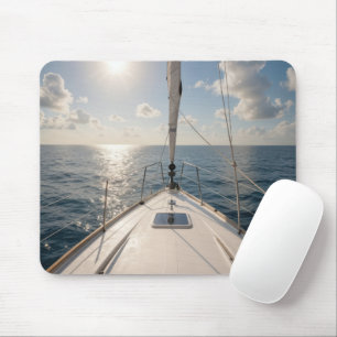 Sailboat On Calm Ocean Water Mouse Mat