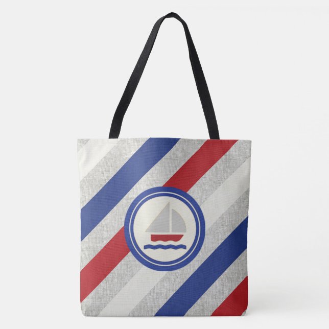 Sailboat on Classic Stripes Bag (Front)