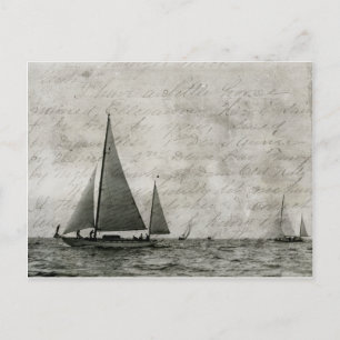 Sailboat on Lake Michigan, Boats at Sea Antique Postcard