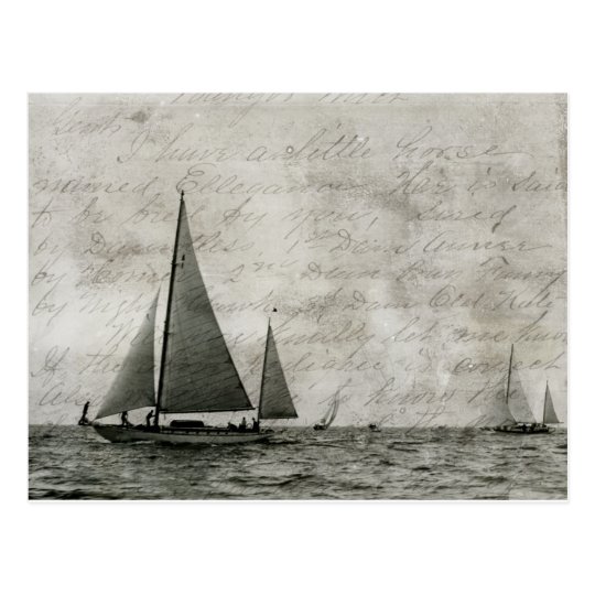 Sailboat on Lake Michigan, Boats at Sea Antique Postcard