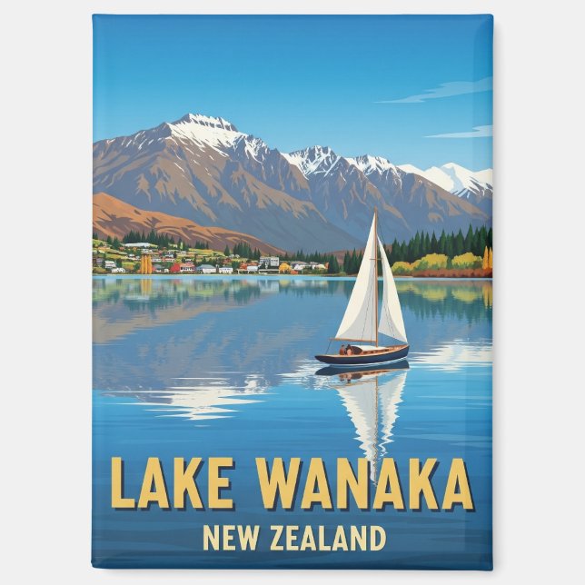 Sailboat on Lake Wanaka New Zealand Magnet (Front)