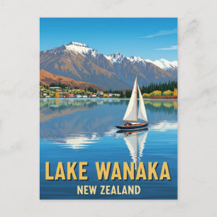 Sailboat on Lake Wanaka New Zealand Postcard