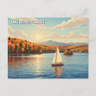 Sailboat on Lake Winnipesaukee Travel Postcard