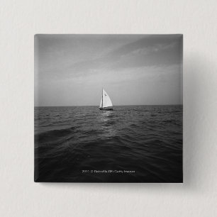 Sailboat on ocean 15 cm square badge