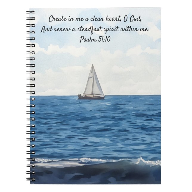 Sailboat on Ocean Art Bible Verse Prayer Journal (Front)