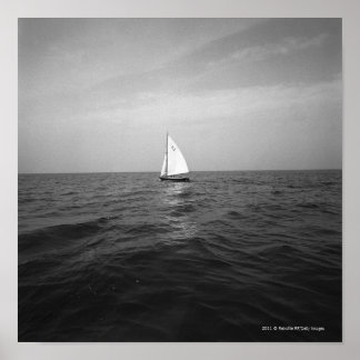 Sailboat on ocean poster