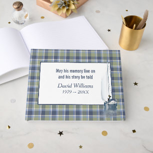 Sailboat On Plaid For Memoral Service Guest Book