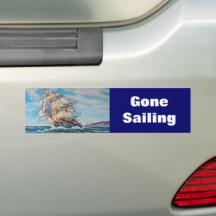 Sailboat on Rough Waters Oil Painting Bumper Sticker