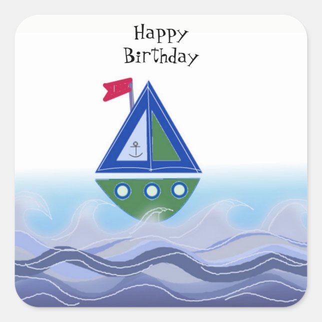 Sailboat on the Blue Ocean Square Sticker (Front)