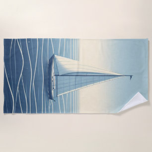 Sailboat on the high seas  beach towel