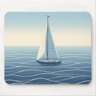 Sailboat on the high seas mouse mat